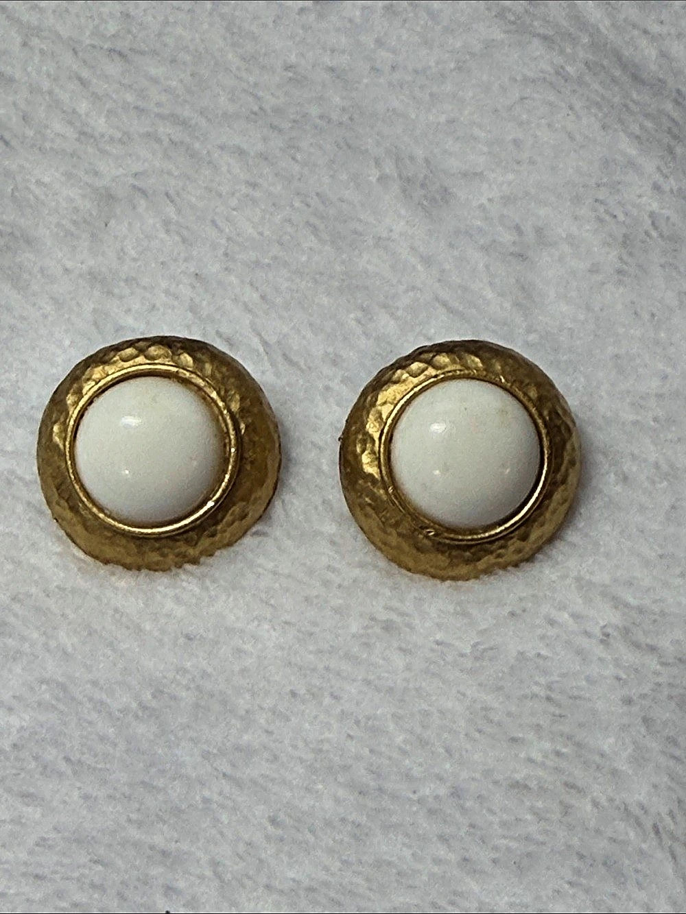 Gold-Tone White Stud Earrings